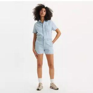 Levi's XS  Heritage Short Sleeve Romper Light Wash Denim Jean